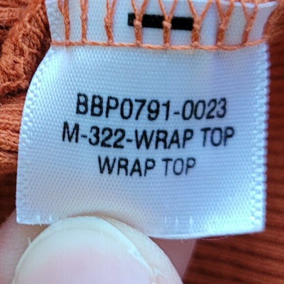 Big Bud Press Burnt Orange Wrap Top XXS Women's 70s Portofino Orange - Picture 8 of 10